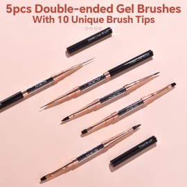 KADS Nail Gel Brush Nail Liner Brush Set with 10 Different Brush Head Black Rhinestone Fashionable Design