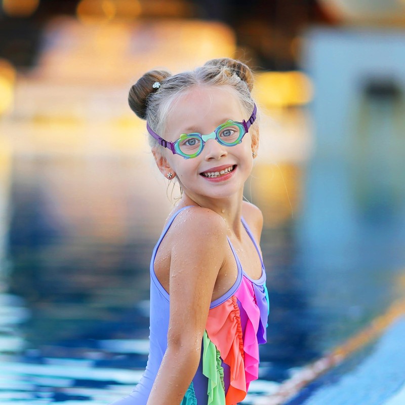 RUIGAO Kids Goggles Age 2-6, Swim Goggles Fabric Strap No