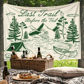 JarThenaAMCS Camping Bachelorette Party Decorations for Camp Bachelorette Backdrop Banner Weekend Trip Photography Background for Bridal Shower Wedding Engagement Hen Party Decorations