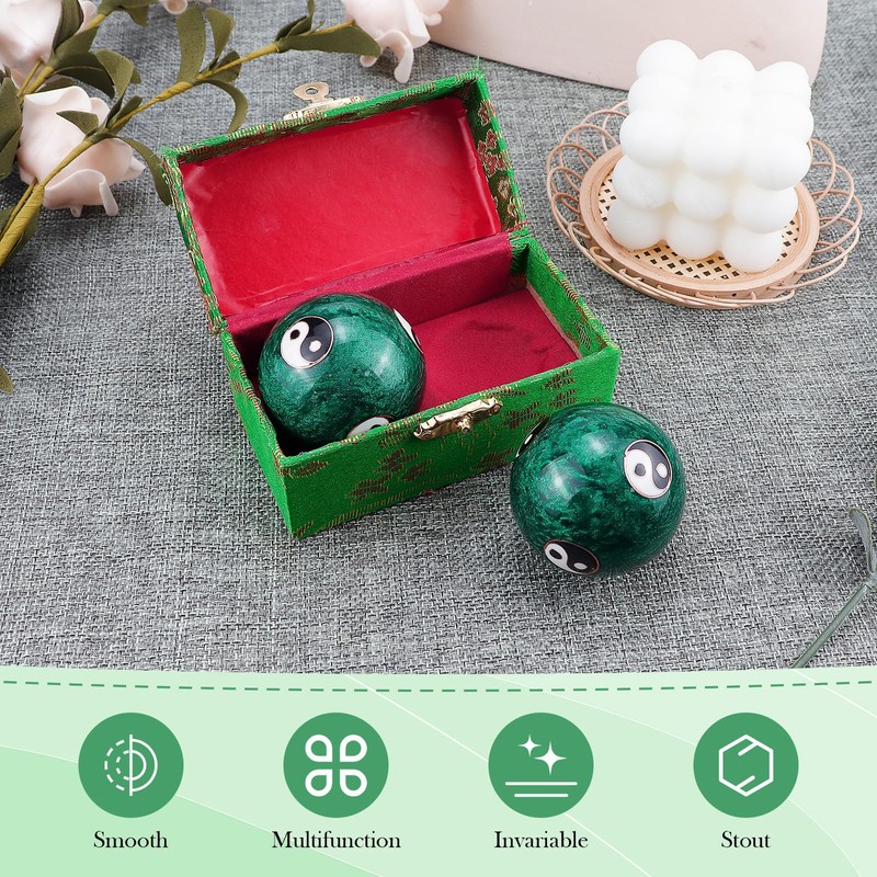 Qerutk 1 Pair Soild Marble Baoding Balls, Chinese Tai Chi