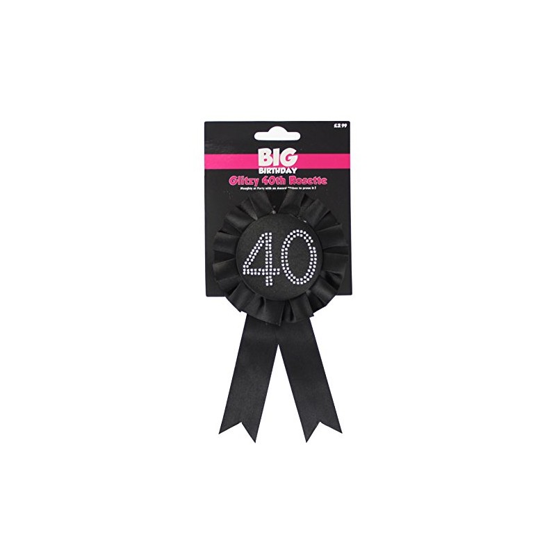 Alandra Birthdays BADGE-40-B-BIRTH Black 40 THZ Diamante Rosette