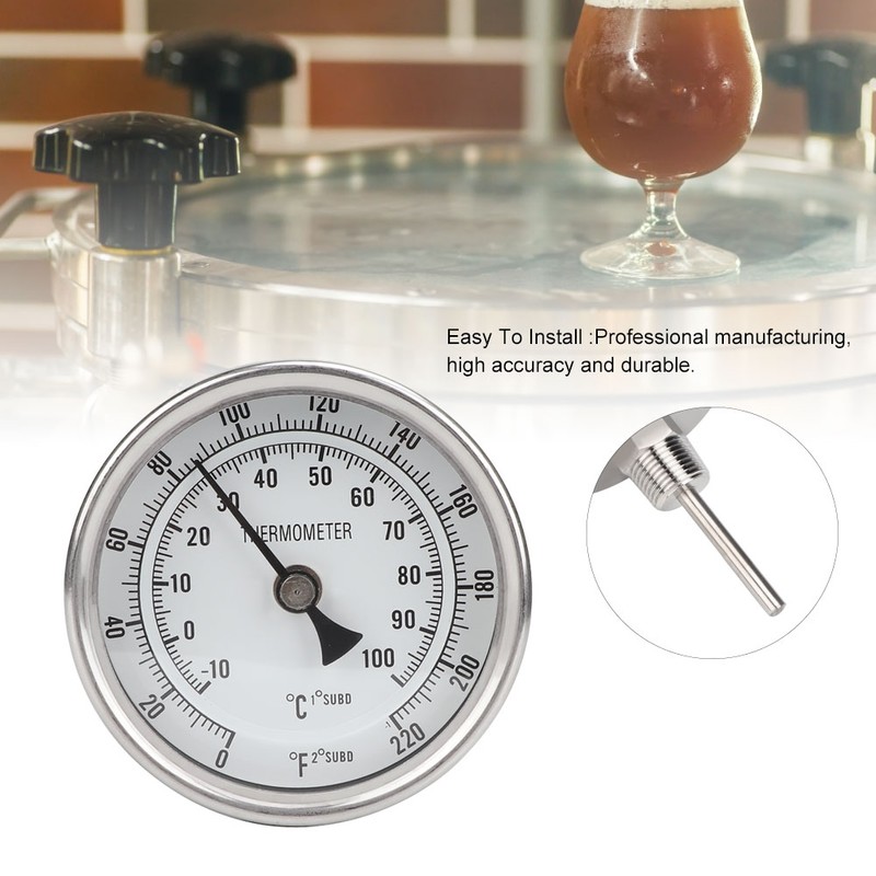 1/2" NPT Stainless Steel Pot Thermometer Metal Dial Thermometer for