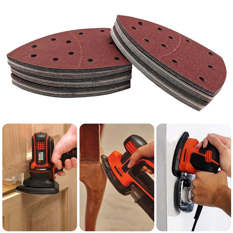 50 PCS Mouse Detail Sander Sandpaper, 80 Grit Palm Sander
