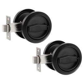 PATIKIL Round Recessed Door Lock, 2Pcs Stainless Steel 304 Hidden Recessed Cup Door Handle, Furniture Pulls Latch Knob for Privacy Pocket Door, Black