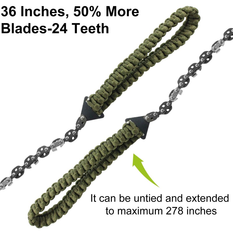 BLIKA 36 Inches 24 Teeth Pocket Chainsaw with Paracord Handle,