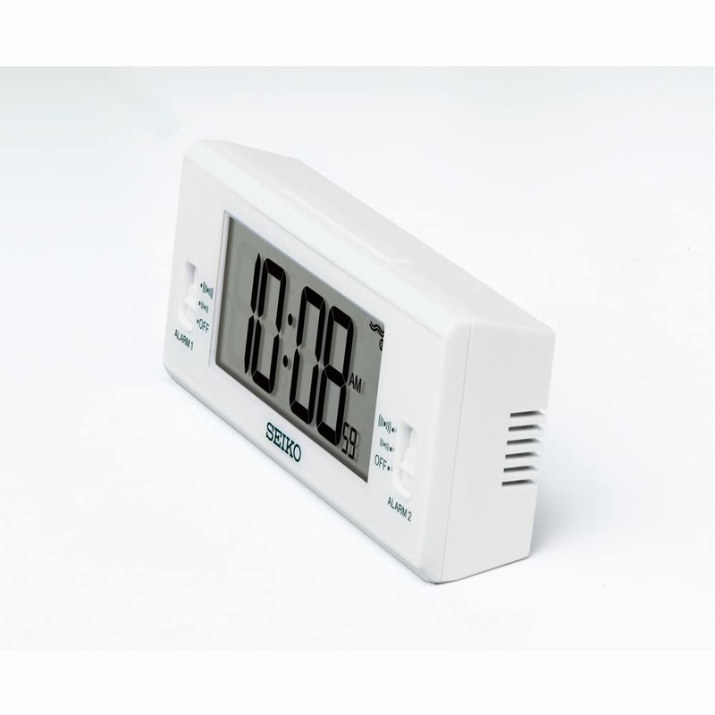 Seiko SQ321W Alarm Clock, Digital Clock, Radio, White, 1.9 x