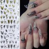 8 Sheets Butterfly Metal Nail Stickers 3D Butterfly Bronzing Self-Adhesive