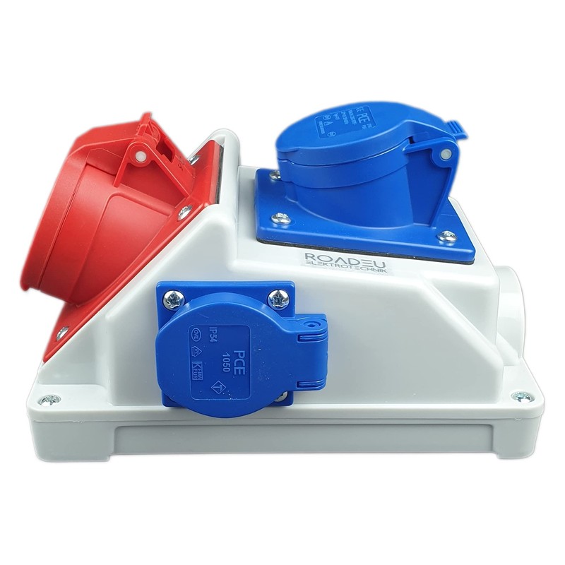 RoadEu Combination Wall Socket, 16 A CEE Socket 5P with