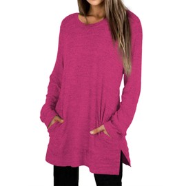 XIEERDUO Women's Tunics Fall Sweatshirt For Women Long Sleeve Tops Warm Winter Side Split XL