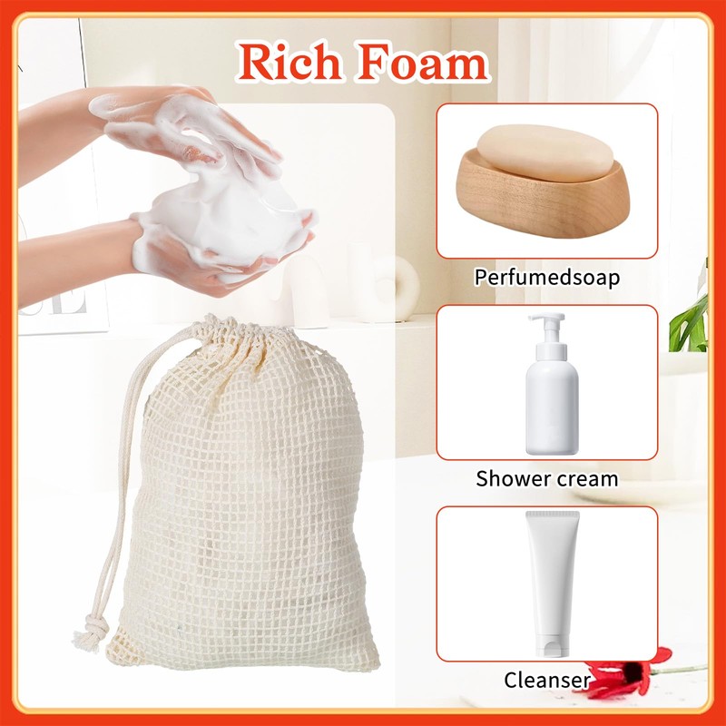 10 Pcs Soap Bags, Exfoliating Soap Saver Bags with Drawstring