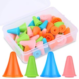 35 PCS Knitting Needles Point Protectors, Colorful Knitting Needles Point Stoppers with Plastic Box, 2 Sizes(20 PCS Small+ 15 PCS Big Knitting Needles Cap) Needle Tip Stoppers for Knitting Craft