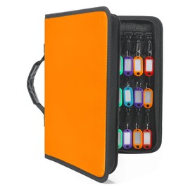 Portable Zippered Key Case, Portable Key Organizer with Handle, Waterproof & Fireproof Key Binder with 12 Hooks and Tags, Key Box Organizer for Estate Sales, Hotel Executives, Landlord, Car Rental