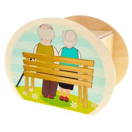 Hess-Spielzeug 15223 Wooden Box with Key, Grandma and Grandpa, Birthday Gift, Silver or Golden Wedding, Approx. 11.5 x 8.5 x 6.5 cm, Colourful