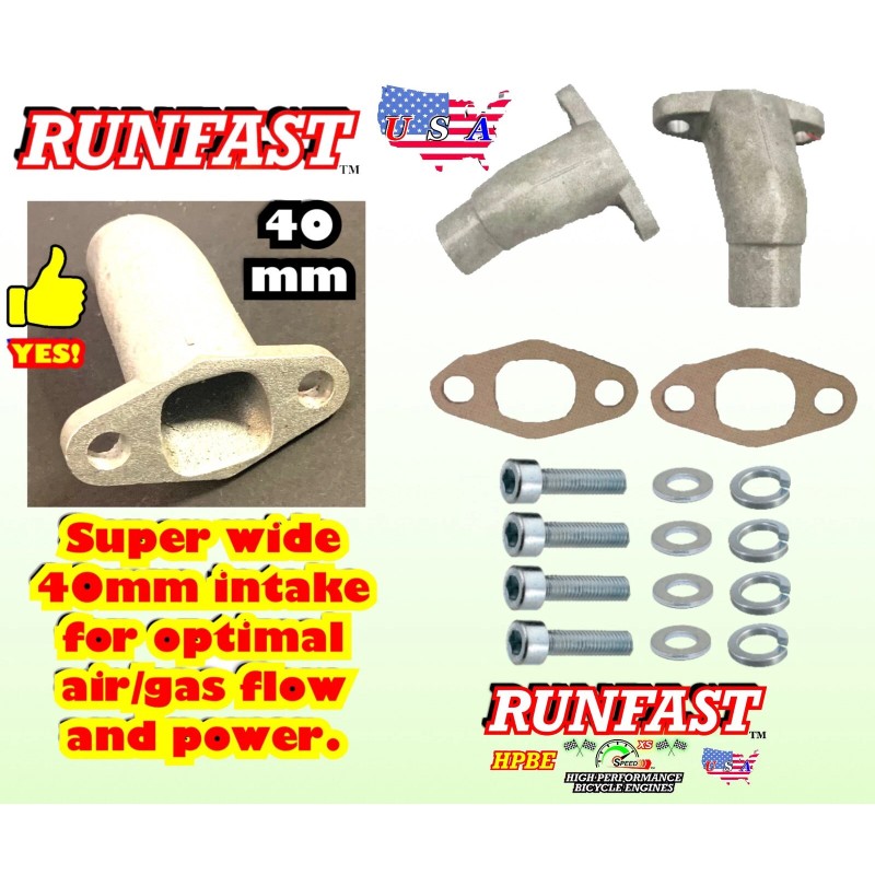 RUNFAST Aluminum Intake Manifold Pipe 40mm-2 Stroke Engine Motorized Bicycle