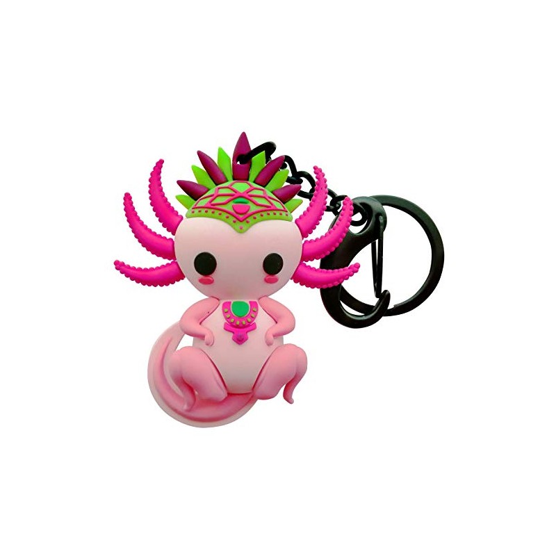 Llavero 3D PVC Ajolote Yul Rosa Mate Accesorio BY MEXICO