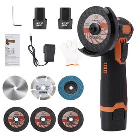WODHMIEY Cordless Angle Grinder, Lightweight Brushless Motor, 19500RPM Lithium Battery Venting Holes with Comfortable rubber Handle for Grinding, Cutting, Polishing 75mm Blade Size