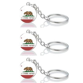 LLBFHH 3 Pcs California State Flag Key Chain,Cool Keychain for Car Keys,Stainless Steel Keyrings & Keychains,Used for Home Decoration,Jewelry Hanging Decorations.