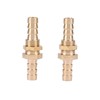 2 Pcs Brass Straight Barbed Hose Fitting Bulkhead Coupler Connector