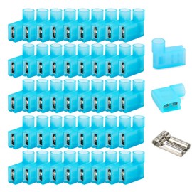 Gebildet 50pcs 90 Degree Nylon Insulated Flag Terminal Female, F Type Wire Crimp Electrical Connector, Full Insulated Female Push On Wire Terminal Blue 16-14 AWG