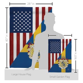 Breeze Decor US Sweden Friendship Kit Regional American Alliance World Country Particular Area Decoration Banner Small Yard Gift Double-Sided, House & Garden Flags Set w/Flagpole, Made in USA