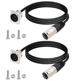 Jienk 2PCS 1.6FT XLR Female Panel Mount to Male Pass Through Cable, D-Type XLR3 3PIN Cable for Stage Boxes, Patch Panel, Floor Box, Rack Setup