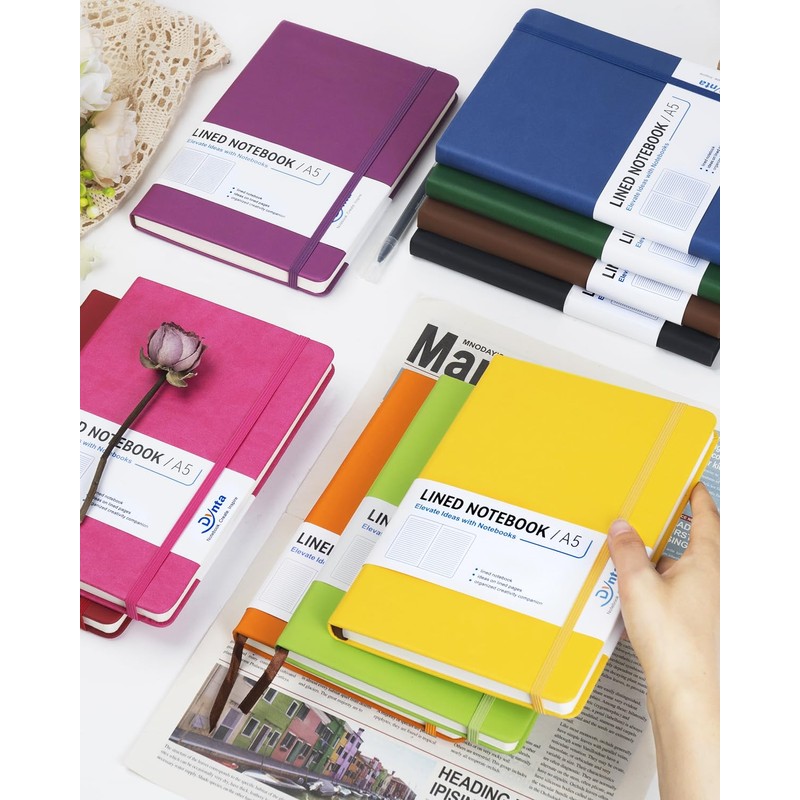 Dynta Hardcover Journals Bulk, 10 Packs A5 Lined Notebooks for