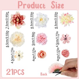 Tyqour 21 x Flower Hair Clip Multicoloured Flower Hair Clip Boho Hair Clip Flower Hair Clips with Hawaiian Roses Hair Pins Hair Accessories for Girls Women Flower Hair Clip for Holidays by the Sea