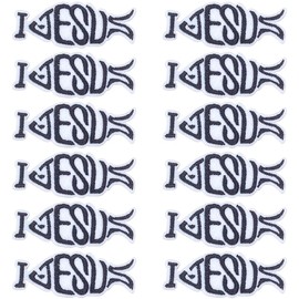 FREEBLOSS 12Pcs Fish Symbol Embroidered Patches Iron On Embroidered Patch Clothing Decorative Patches for Hats Dress Jeans Clothing Repair