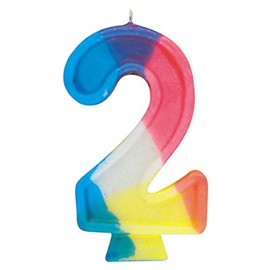 Vibrant Number 2 Rainbow Birthday Candle - 3" (1 Pc) - Perfect for Memorable Second Birthday Celebrations