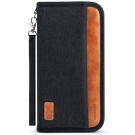 Looxmeer Travel Wallet, Family Passport Holder, Travel Documents Organizer, Durable Passport Case with RFID Blocker for Men, Women, Black&Brown