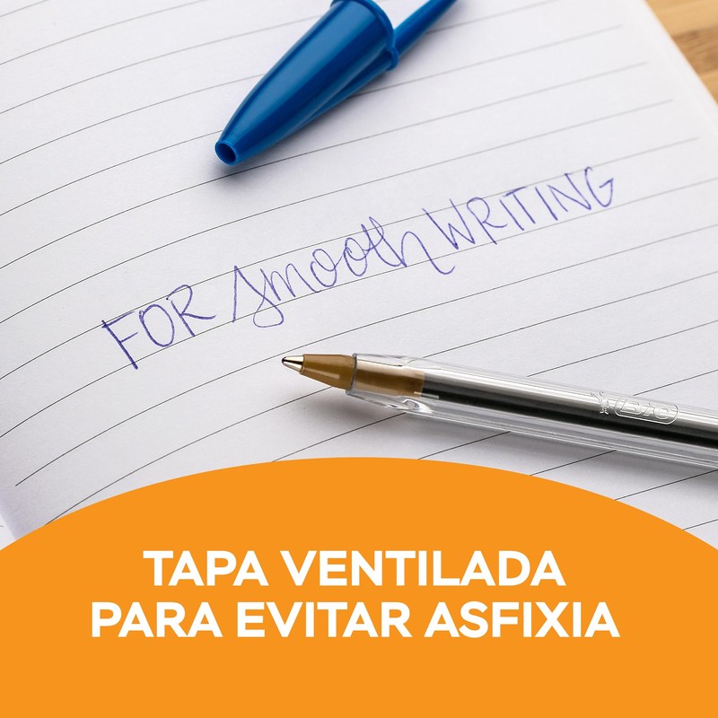 BIC, Bolígrafo de Punto Mediano, Pluma Clásica, Cristal Dura +,