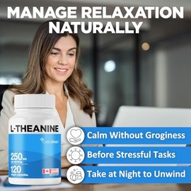 L-Teanina 250 mg Cellugreen | Antiestrés, Relajación Natural, Mejora del Sueño, Sin GMO – Hecho en Canadá, 120 Cápsulas