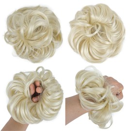 Aimole Messy Scrunchie Bun Hair Accessories Wavy Hairpiece Heat-resistant Synthetic Fibres (613 Blonde)