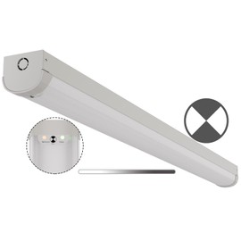 4FT LED Linear Strip Emergency Stairwell Light, 2 Watt Selectable, 20W/40W, 2500lm/5000lm, Battery Backup, 5000K, IP20, 0-10V Dimmable 4 Foot Flush Mount Commercial LED Shop Ceiling Light Fixture, ETL