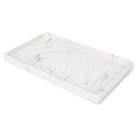 NAT & Jules 10 x 6 Ceramic Stoneware Vanity Tray - Perfect Bathroom or Kitchen Counter Organization Décor: Sponge Holder, Soap Dish, Jewelry and Perfume Tray, Marbled Cream