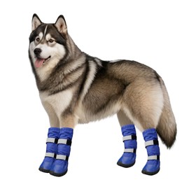 NAMSAN Dog Boots for Large Dogs, 4 Pcs Size 5(XL), Waterproof Rain Booties, Anti-Slip Winter XLarge Dog Boots, Walking Dog Shoes for Summer Hot Pavement Paw Protectors, Adjustable, Blue