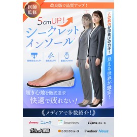 Helcynas Secret Insoles, 4 Types (0.8 - 2.0 inches (2 - 5 cm), Height Increasing, Memory Foam, Insoles, For Elderly and Young, Unisex, 1.6 & 2.0 inches (4 cm & 5 cm, 1 Pair)
