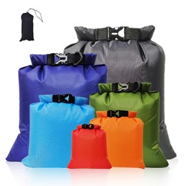 Fikiro 6 Pcs Waterproof Dry Bags，Camping Travel Backpacking Dry Sacks Waterproof Bags for Kayaking Rafting Boating Hiking，Lightweight Dry Sacks Set (1.5L+2.5L+3L+3.5L+5L+8L)