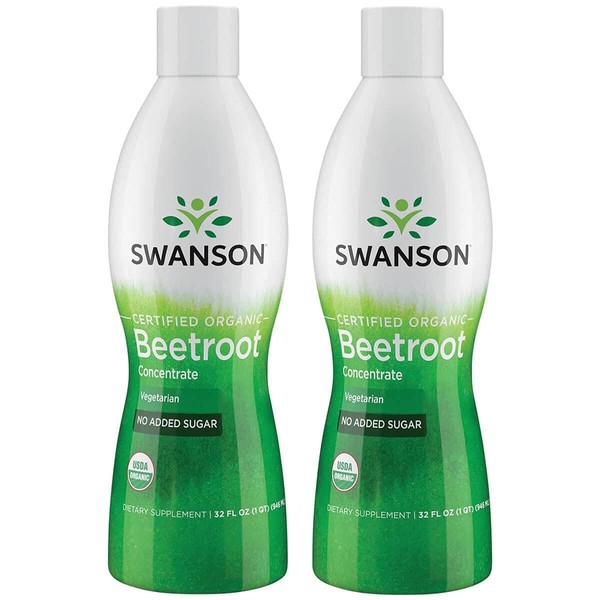 Swanson Certified Organic Beetroot Concentrate - Vegetarian 32 fl oz Liq 2 Pack