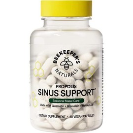 미국직구 Beekeepers Naturals 비키퍼스내추럴스 프로폴리스 사이너스 서포트 60비건캡슐 2팩 Beekeepers Naturals Propolis Sinus Support 60 Vegan Capsules 2 Packs