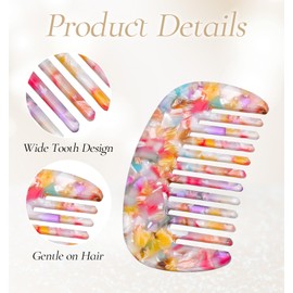 Mini Wide Tooth Comb, 2 Pcs 3 Inch Anti-static Purse Comb for Women, Girls, Bangs, Curly Wavy Long Wet Dry Hair Purse Bag Pocket Travel Home Use (Multi-colored)