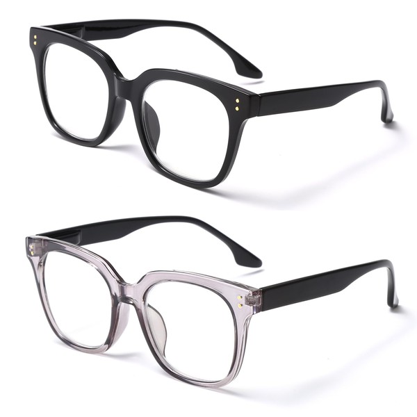 PRUTILOOKSY Reading Glasses for Women Men 2 Pack Blue Light