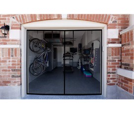 Garage Screen Doors for 1 Car Garage, 8x7Ft Magnetic Closure Heavy Duty Weighted Bottom Screen Self Sealing Fiberglass Mesh Anti Annoying Animals Retractable Net-Easy Assembly & Pass-Through (Black)
