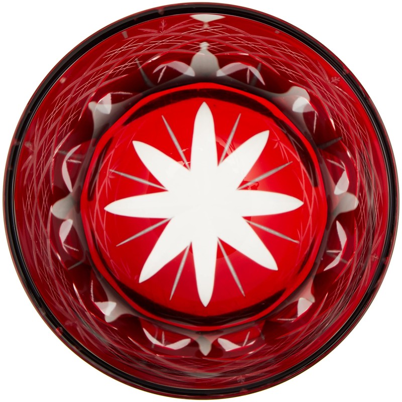 Tajima Glass TG04-24-1R Tajima Glass, Edo Kiriko Layered Yarachi, Chrysanthemum,