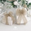 HUIHUANG Burlap Wired Ribbon 4 inch Burlap Ribbon for Christmas