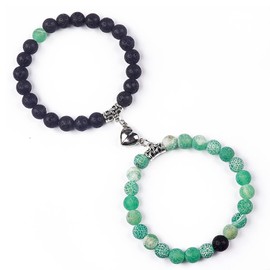 Matching Couple Bracelets Healing Crystal Bracelets for Couples Matching Heart Bracelet for Lover Him & Her Boyfriend Girlfriend Valentine's Day Gifts