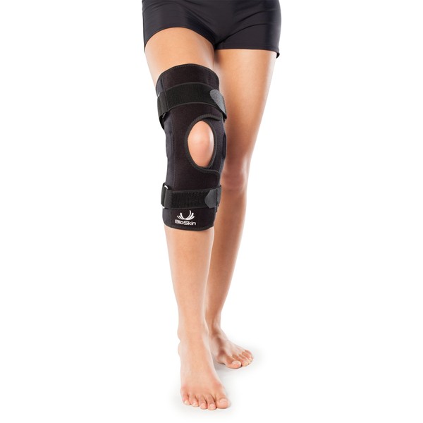 Wraparound Hinged Knee Brace - Front Closure Hinged Knee Brace for ACL, MCL, Meniscus & General Knee Pain - by BioSkin (XL)