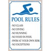 mrdeco Metal Sign 12 x 18 cm Curved Pool Rules