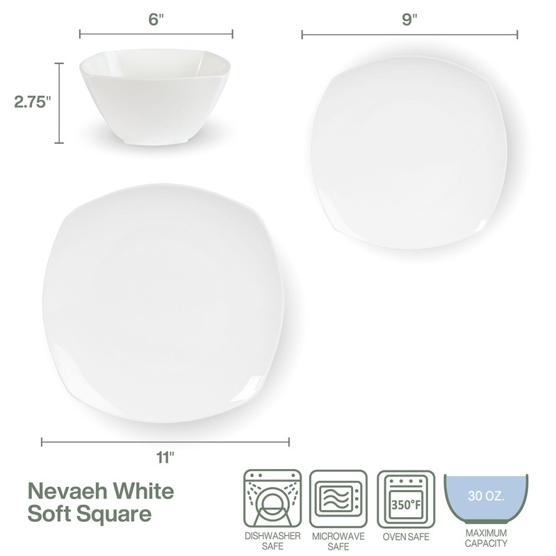 Everyday White by Fitz and Floyd Nevaeh Soft Square 12