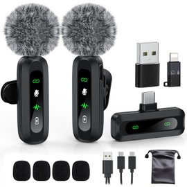 USB C Lavalier Microphone Wireless Mini Mic for Type-C Android Phone/Tablet/PC Video Recording Clip-on Mics with Rotatable Clip&Denoise Recording, Ideal for Vlog Tiktok Youtube Podcast Content Creator